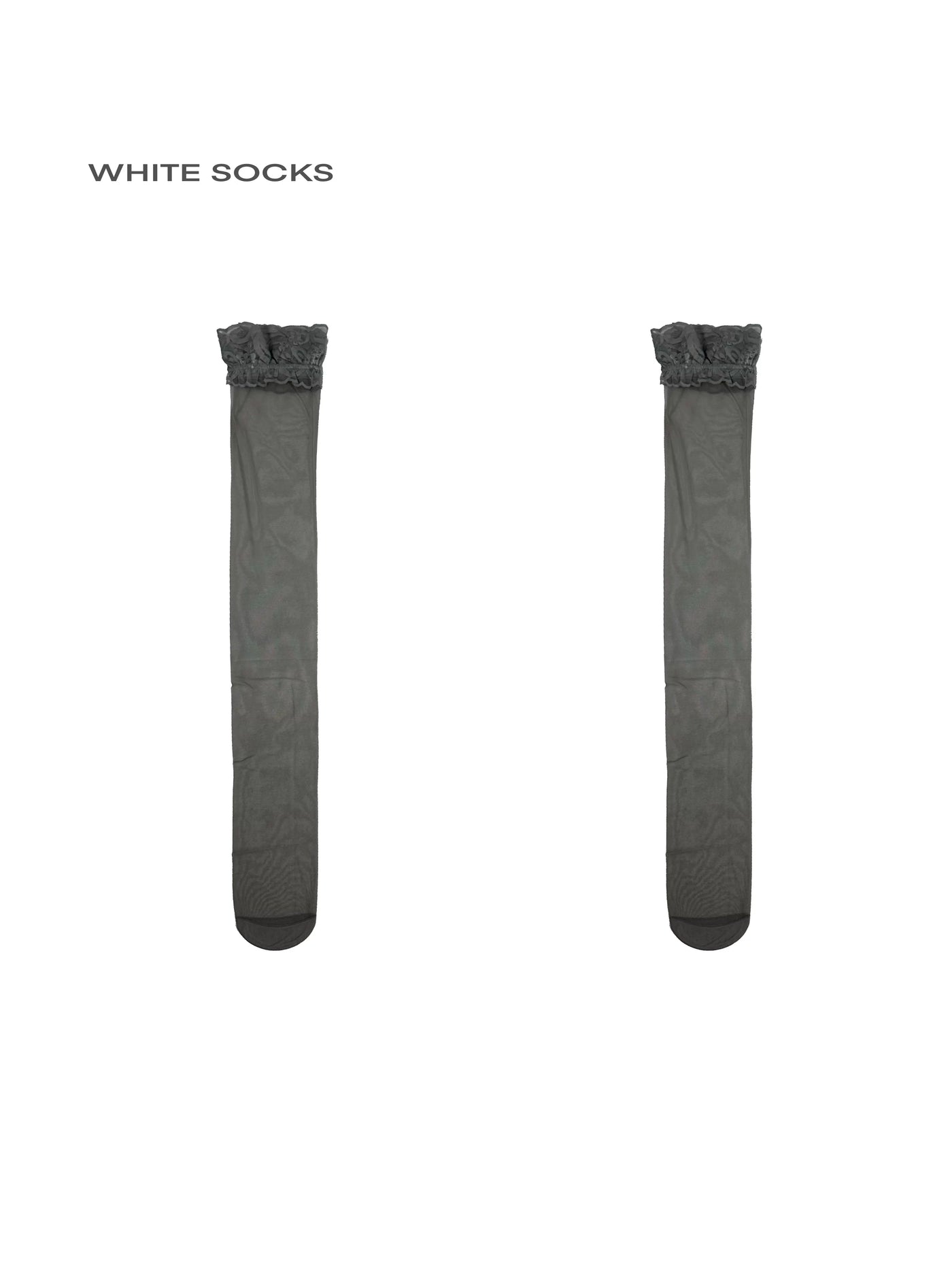 White Socks - Sheer Lace Grip - Over-the-Knee Lace-Edge Tights