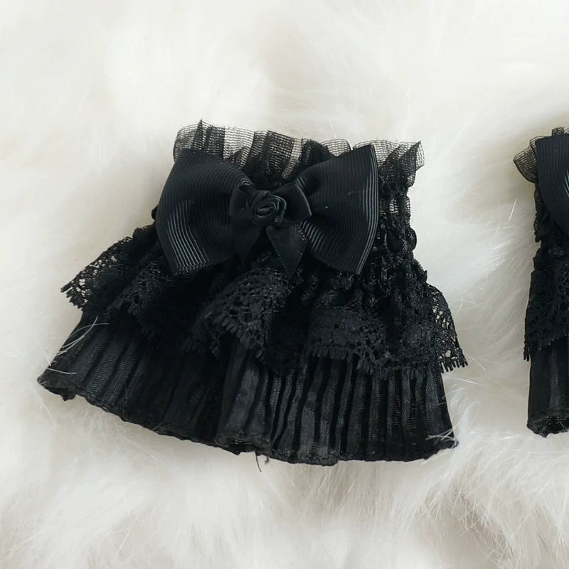 MaoJiang Handmade - Gothic Lolita Cuffs Black Rose Lace - Cross Stretch Handcuff Hand Accessory
