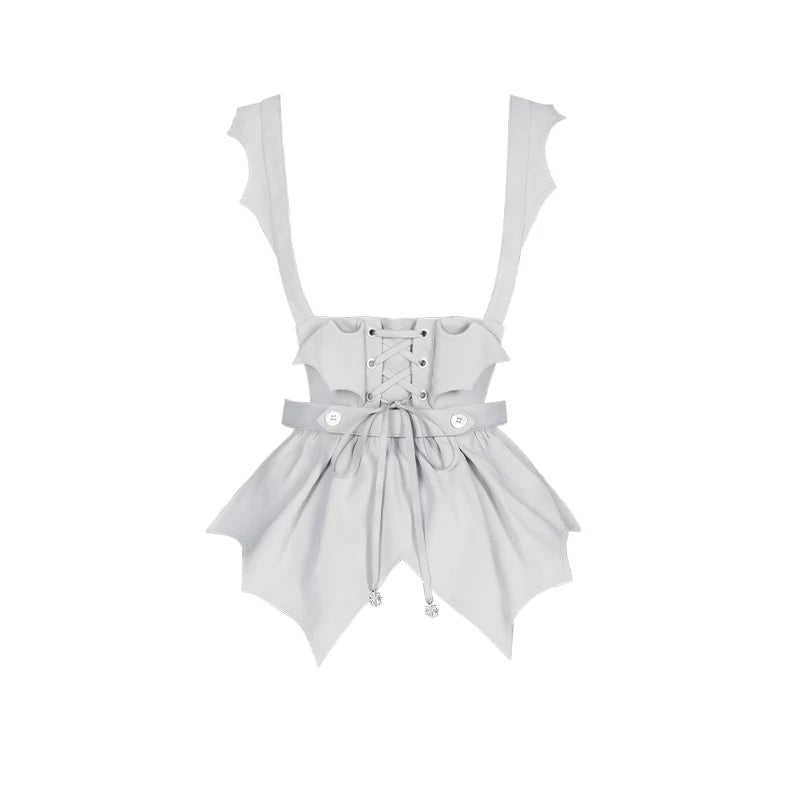 With PUJI - Night Talk - Gothic Lolita Skirt Dress Set, Batwing-shaped Accents detail view 12