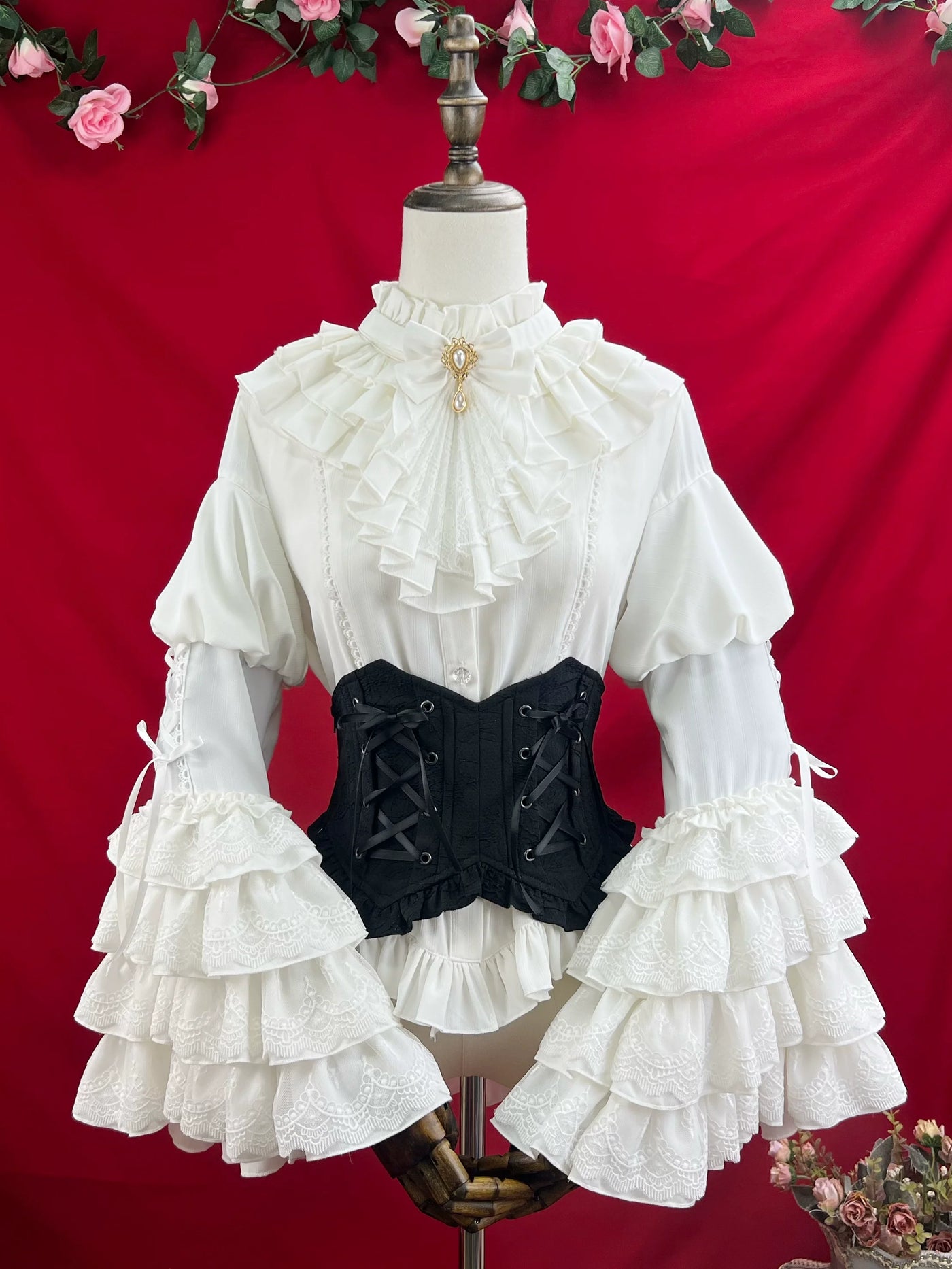 DMFS Lolita - Good and Evil Angel - Gothic Lolita SK Set, Retro Princess Sleeve Blouse