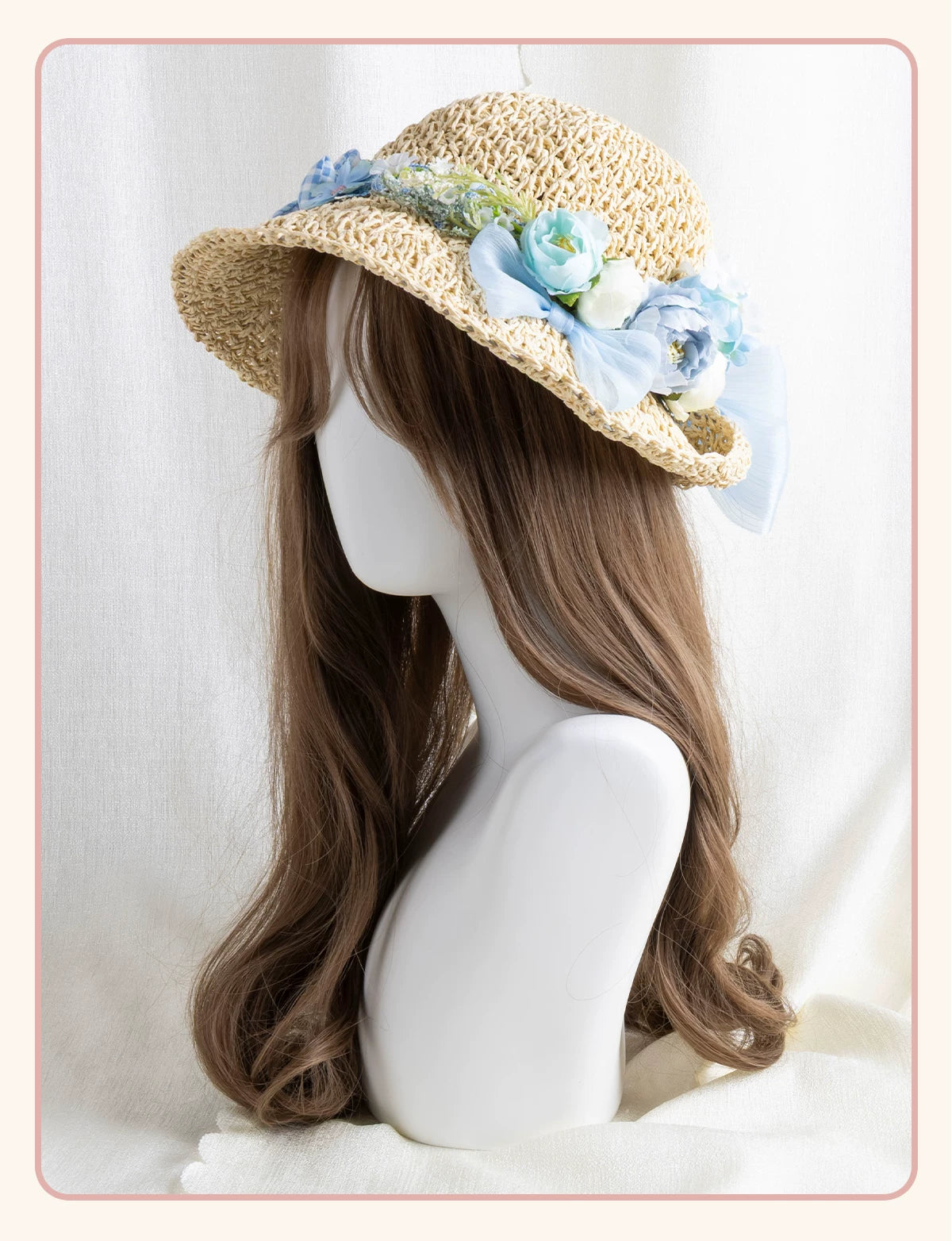 Stardust Rose - Floral Meadow - Woven Straw Sun Hat with Floral Trim
