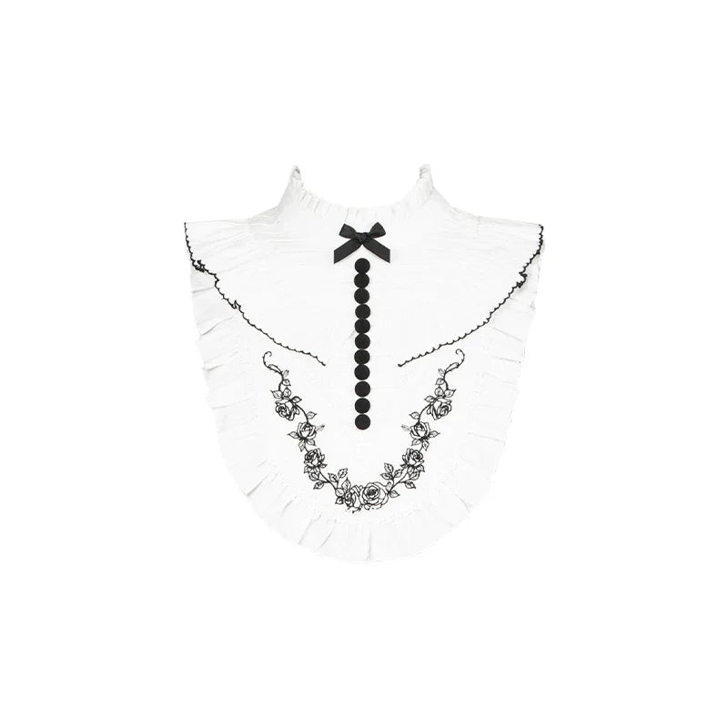 Audrey's Reply - Classic Lolita Square Neck OP, Detachable Embroidered Collar Embroidered Faux collar Only S