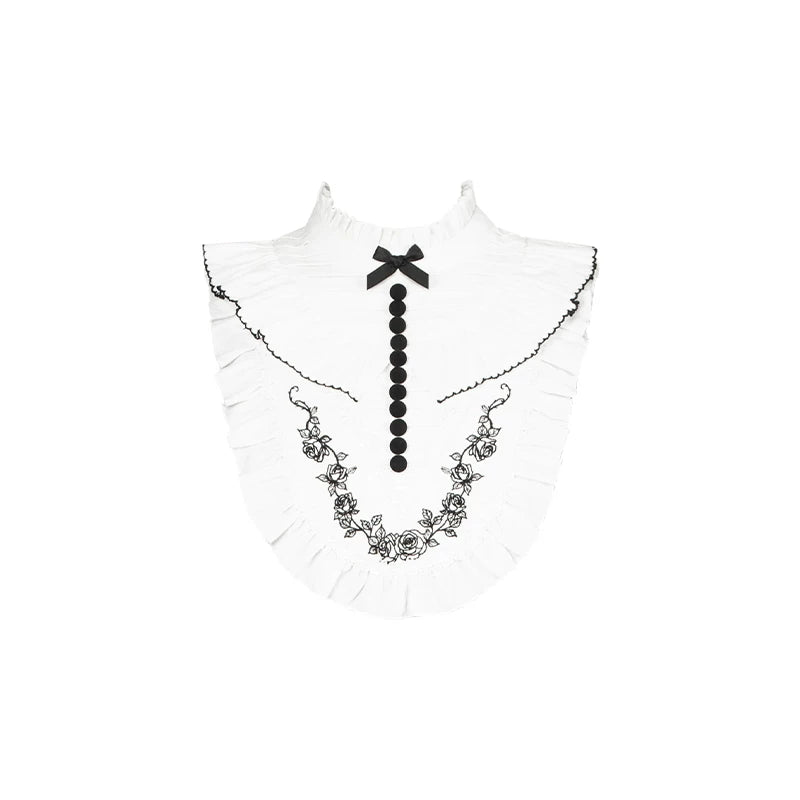 With PUJI - Audrey's Reply - Classic Lolita Square Neck OP, Detachable Embroidered Collar detail view 11