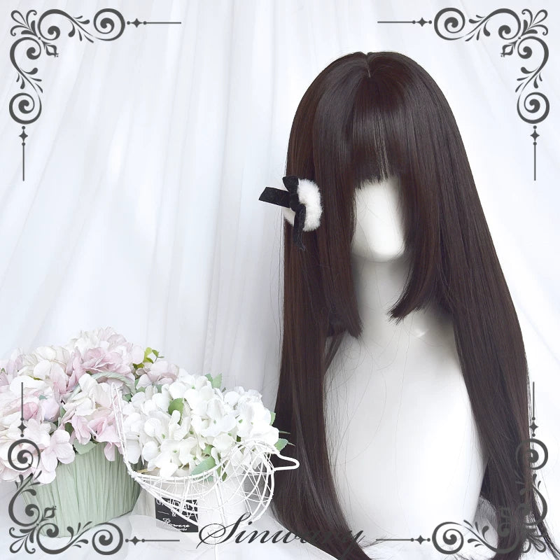 Black-brown long straight princess-cut wig - view 7
