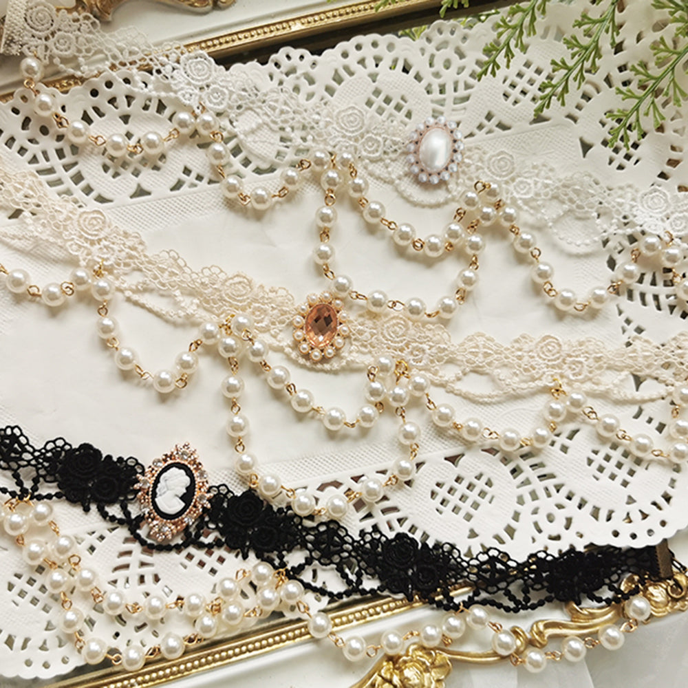Miss Point - Sally's Garden - Lolita Flower Bow Lace Necklace