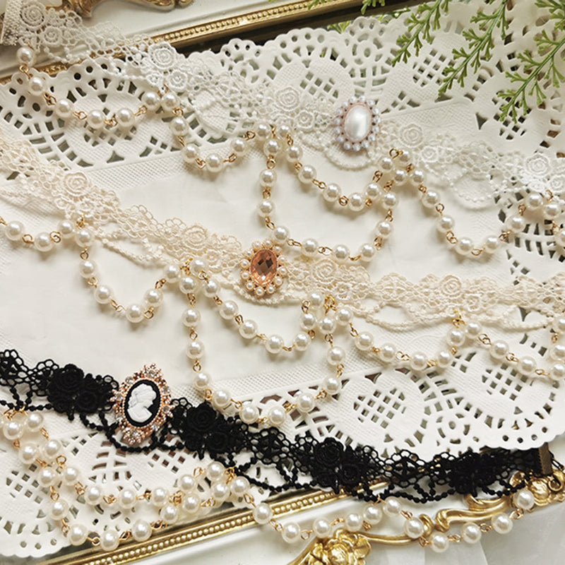 Miss Point - Sally's Garden - Lolita Flower Bow Lace Necklace