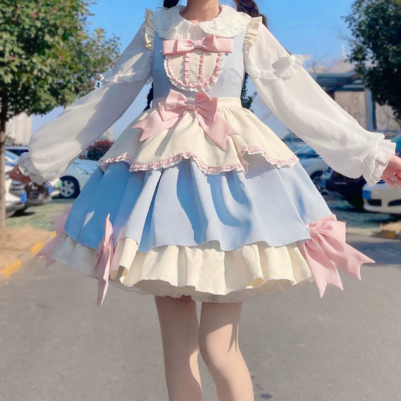 DMFS Lolita - Sweet Lolita Blouse Double-layered - Puff Sleeves Lolita Shirt Innerwear