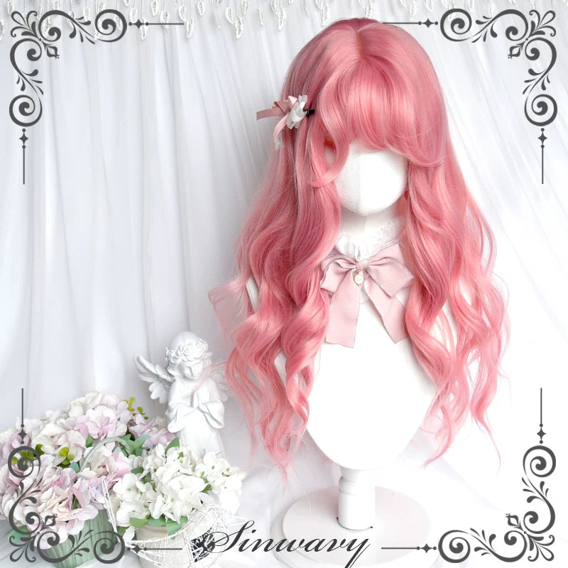 Peach-pink Lolita long curly wig - view 6