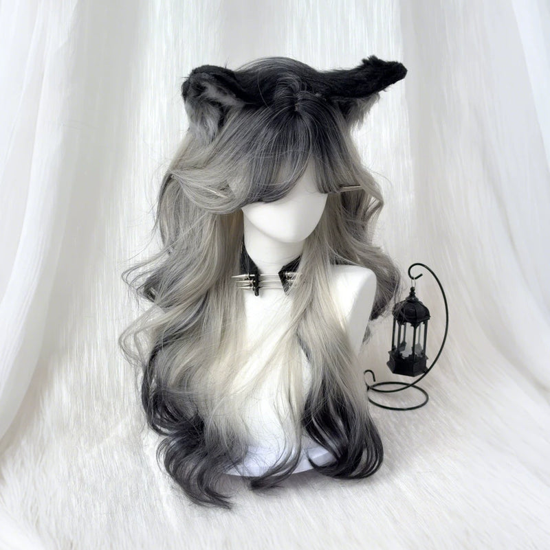 Kunkun Fish black-to-white gradient curly wig - view 4