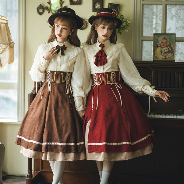 Miss Point - Golden Movement - Elegant Lolita Fishbone Skirt Customized