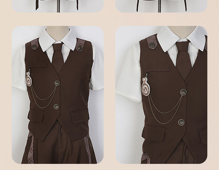 Letters from Unknown Star - Ouji Lolita Brown Short & Shirt Set - Innerwear
