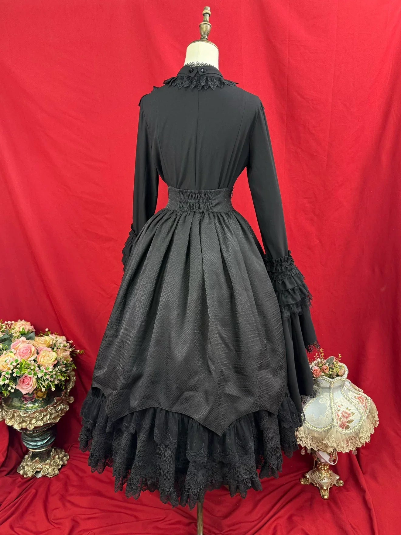 DMFS Lolita - Broken Winged Bat - Gothic Lolita Shirt & SK Set, Bat-wing Shaped Hem