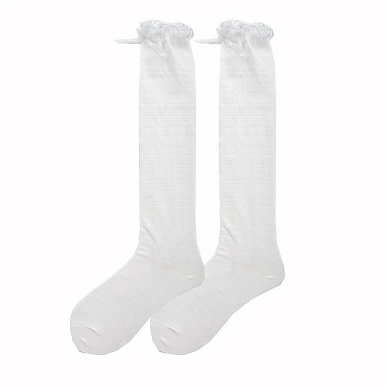 roji roji - Polka-Dot Lace - Cotton Short Socks with Lace Cuffs