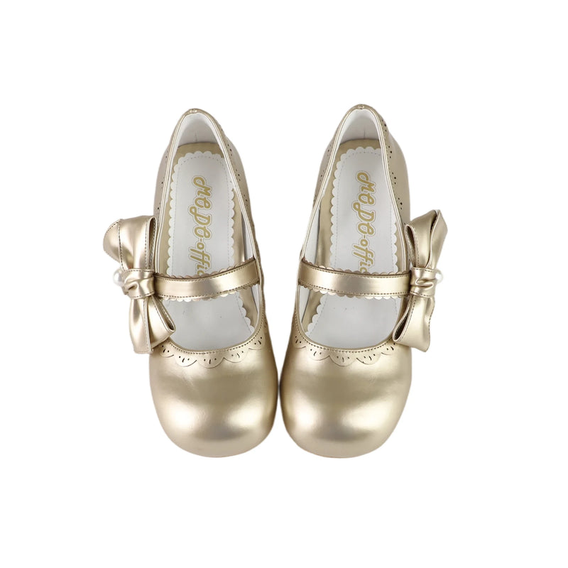 MODO Pearl Heart Knot Round-Toe Lolita Mary Janes – Gold – view 7
