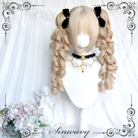 Sinwavy - Pearl Beige - Roman curl twin-tail set - Pearl Beige - Short Hair + Ponytail Set