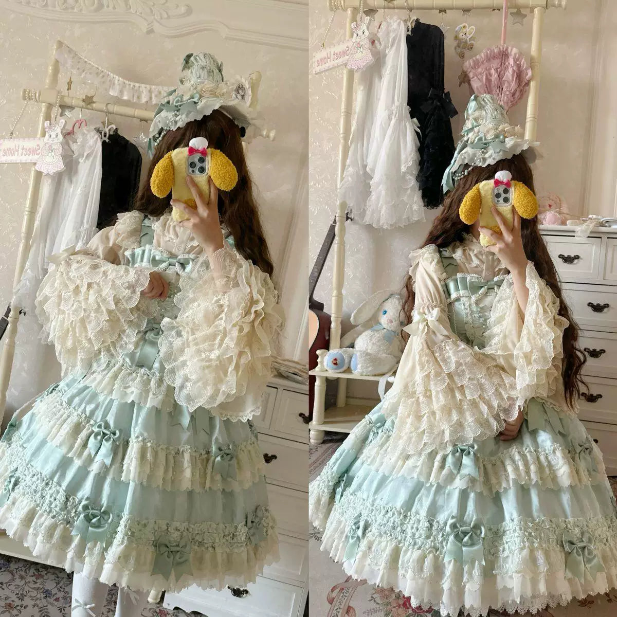 Sweetheart Dream Machine - Hime Sleeve - Chiffon Blouse with Lace Trim