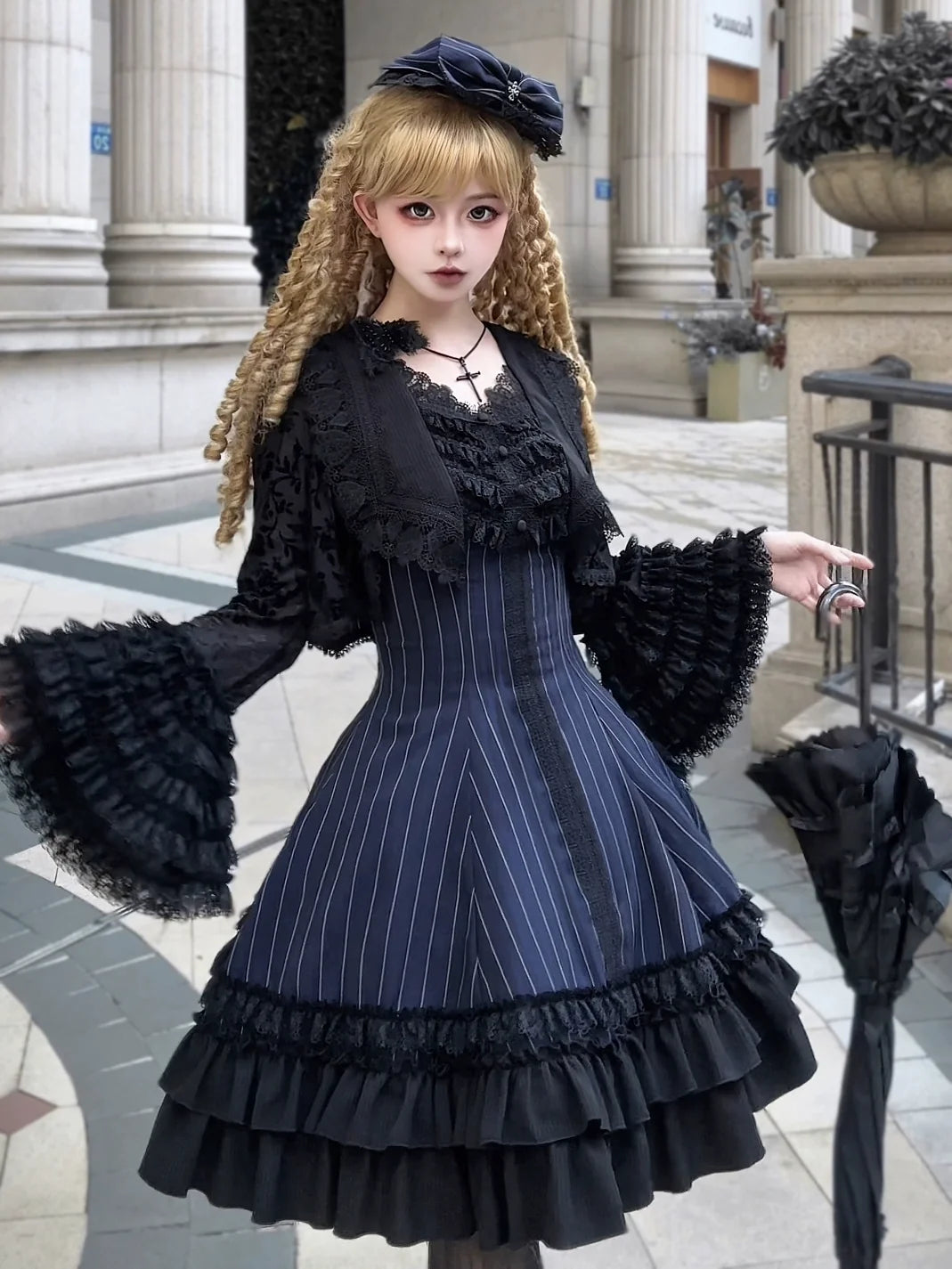 MILU ORIG - Six-Panel Gothic Lolita JSK Dress - Tiered Ruffles JSK Dress
