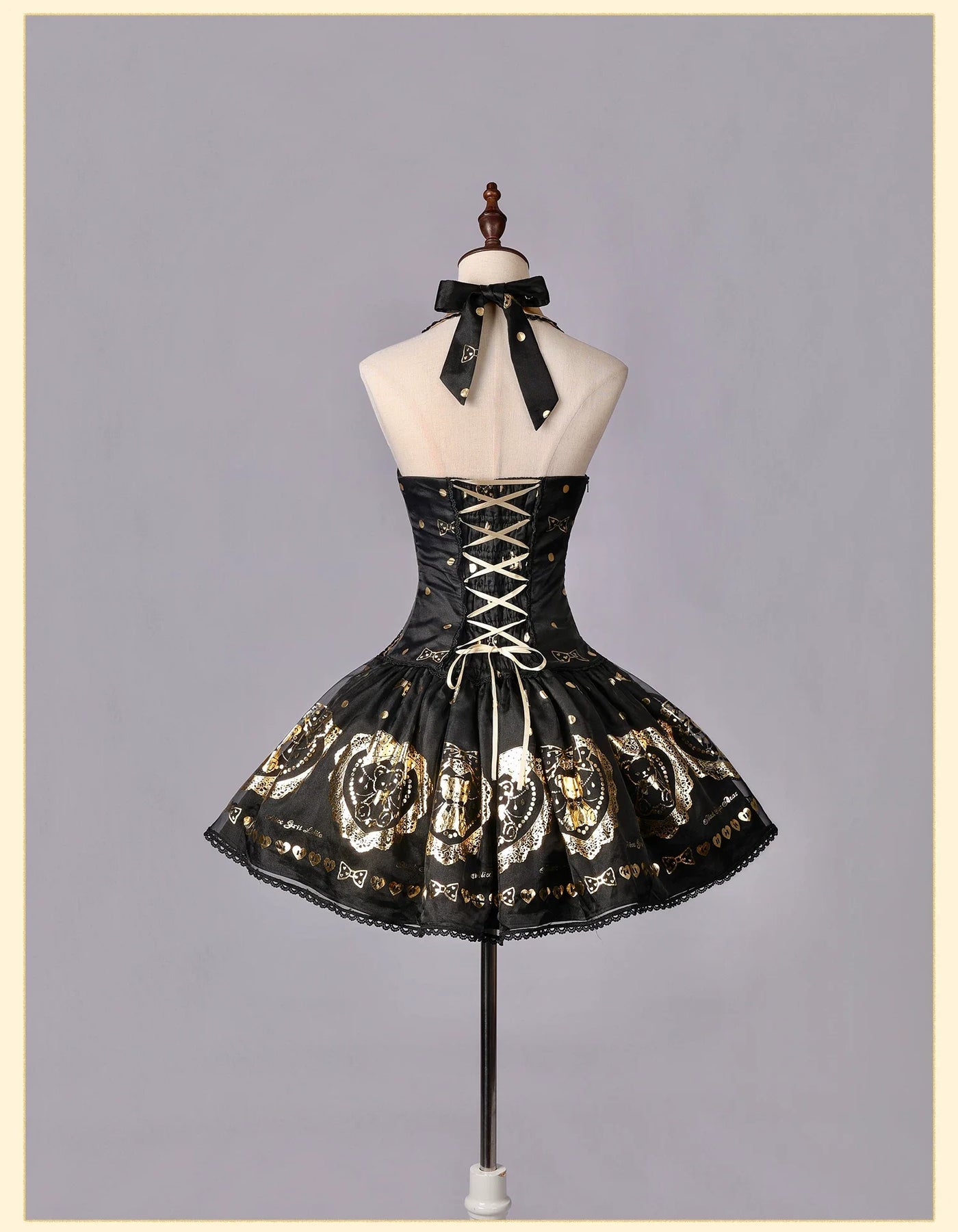 Alice Girl - Brown Sugar Bear - Old School Lolita OP & Halter Dress, Bear Print