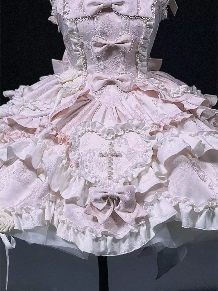 Creamy - Pink Gothic Princess - Pink JSK with Layered Ruffles and Bows