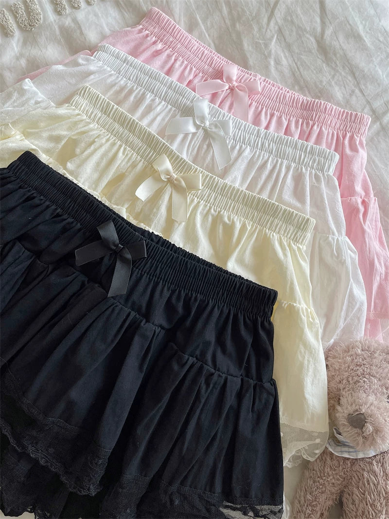 Sugar Girl - Sweet Lolita Cotton Bloomers - Lace Polka Dot Hem SK Skirt