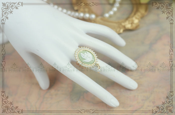 Rose of Sharon - Cameo Lolita Pearl Rings 4 Colors - Hand Accessory