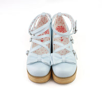 MODO - Puff Tata Pastels - Bow Platform Lolita Shoes - Baby Blue / 34