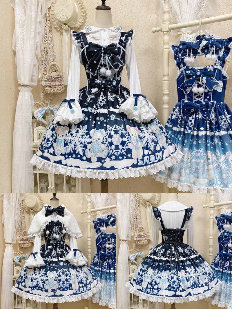 Snowflake Bear Lace-Trim Plush Lolita JSK — additional product view