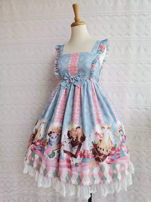 Yilia - Chocolate Kitty - Cat Print JSK
