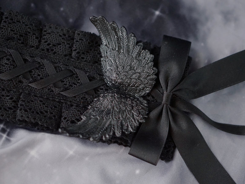 Strange Sugar - Black Wings Halloween Goth Lolita - Hairband Headwear