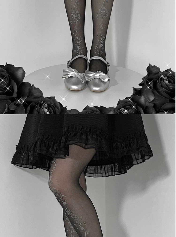 roji roji - Deep Sea Story - Printed Tights with Fine Linework