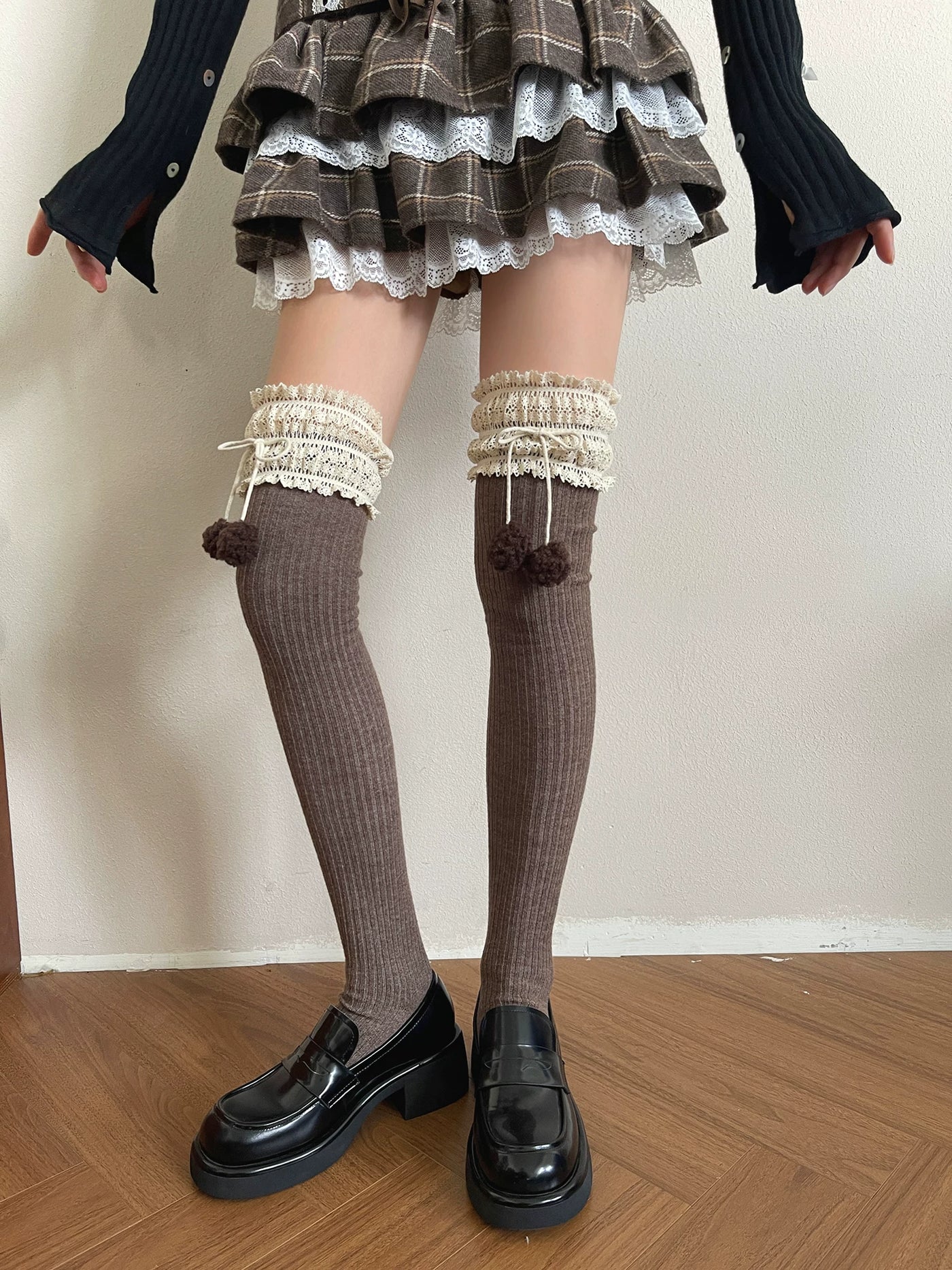 Sock Noble - Winter Lace Edge - Over-the-Knee Socks with Lace Cuffs