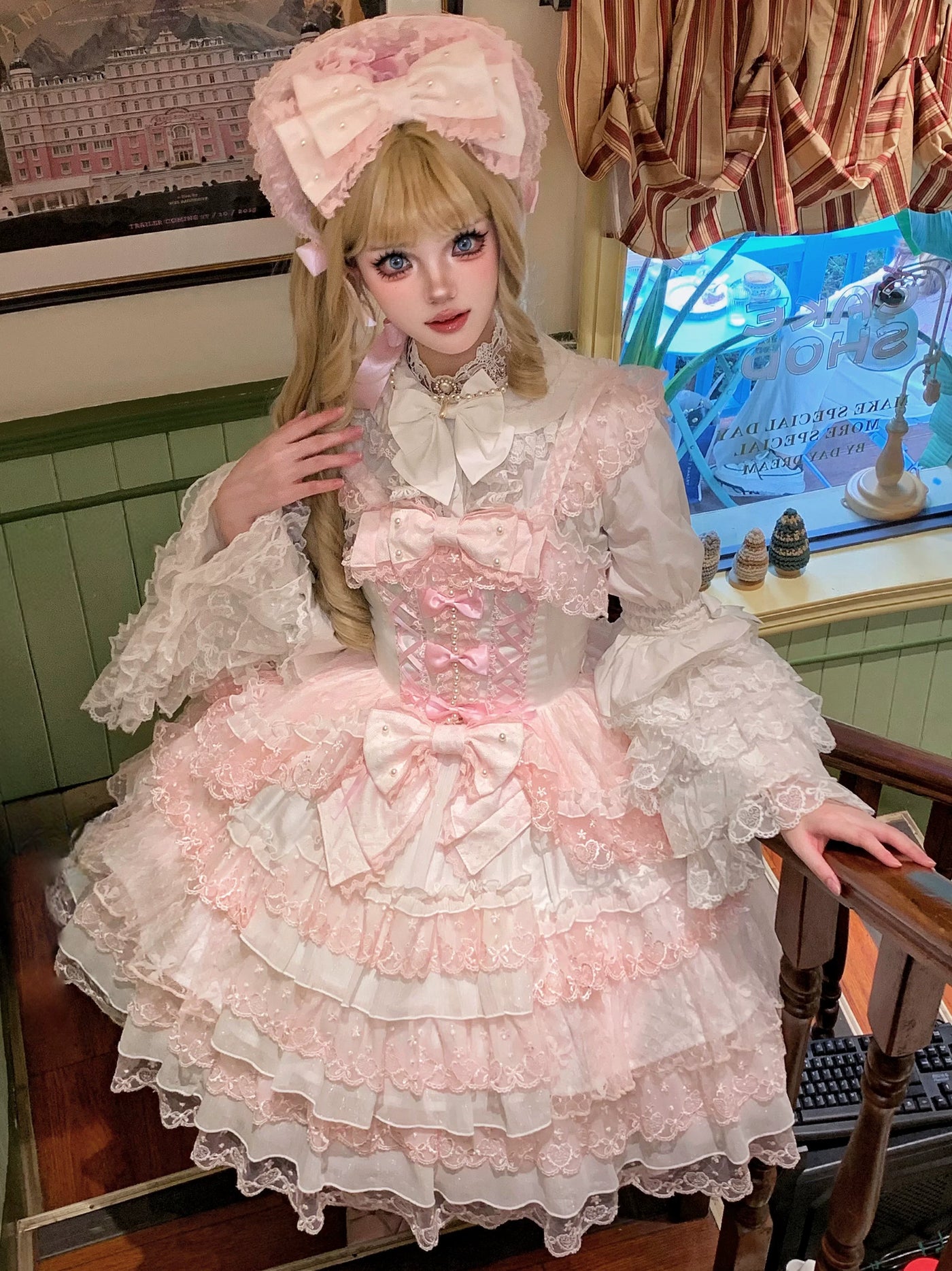 Sugar Girl - Love Overture - Sweet Lolita JSK Dress, Tiered Ruffles and Heart Lace