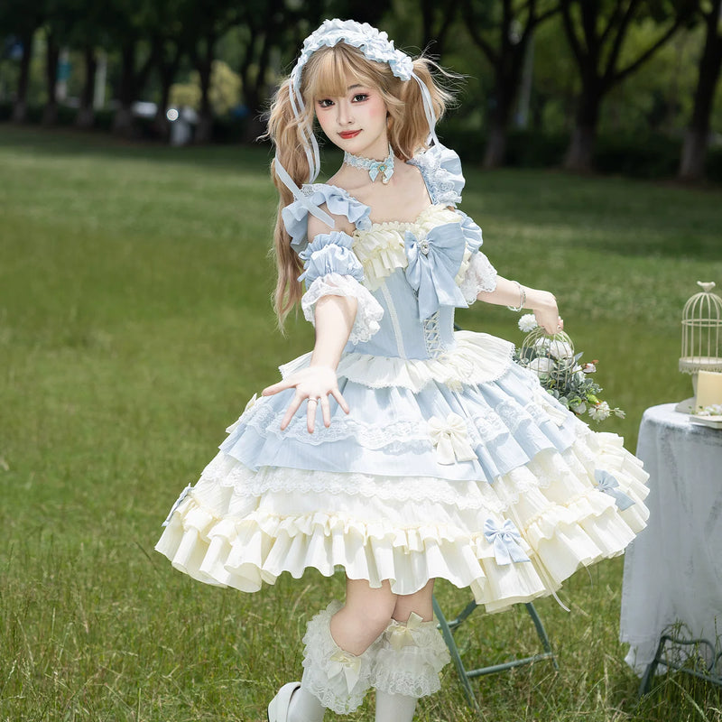 HeySugar HeyDou - Ice Blue Milk Glow - Sweet Lolita JSK full set