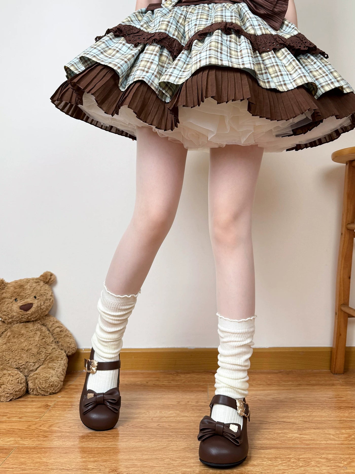 Chubby Bear Tales - Antique Doll - Thin Mid-Calf Socks with a Slouchy Ruched Shape
