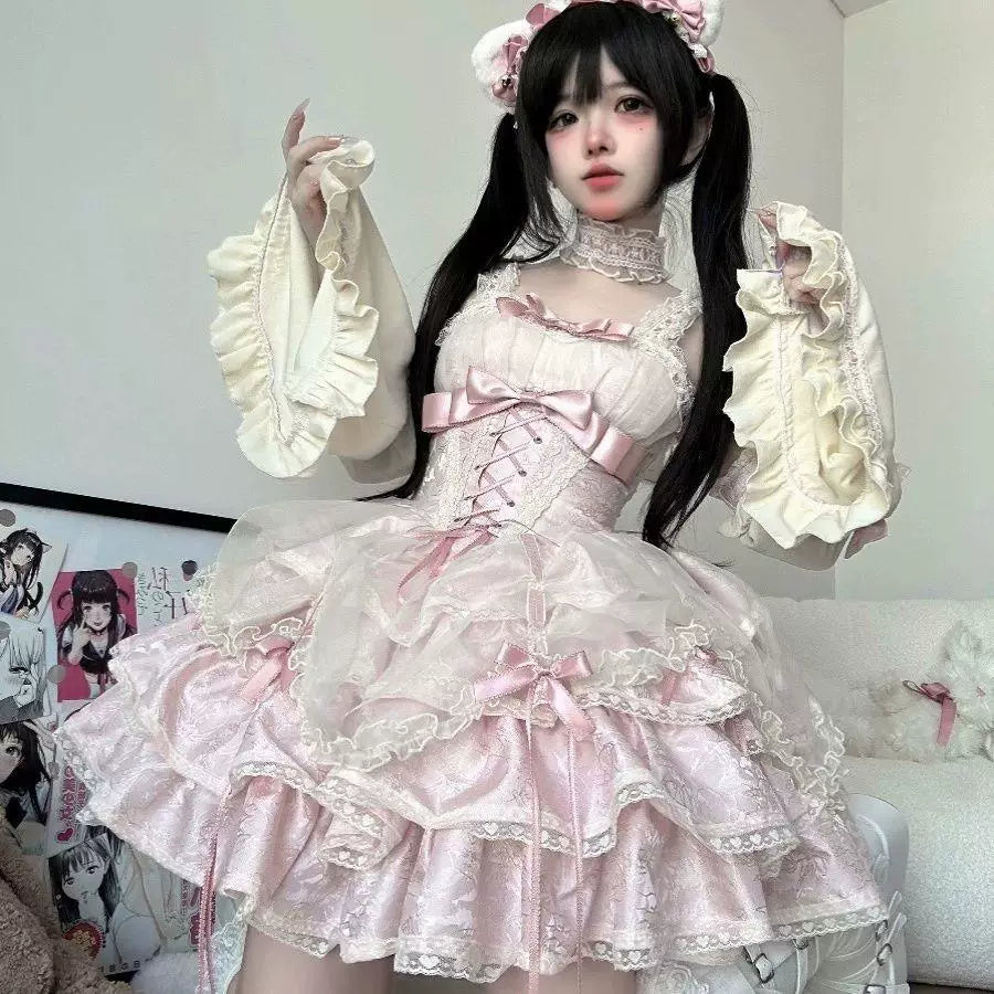 Sweetheart Dream Machine - Rose Butler - JSK dress with layered ruffles and lace-up waist