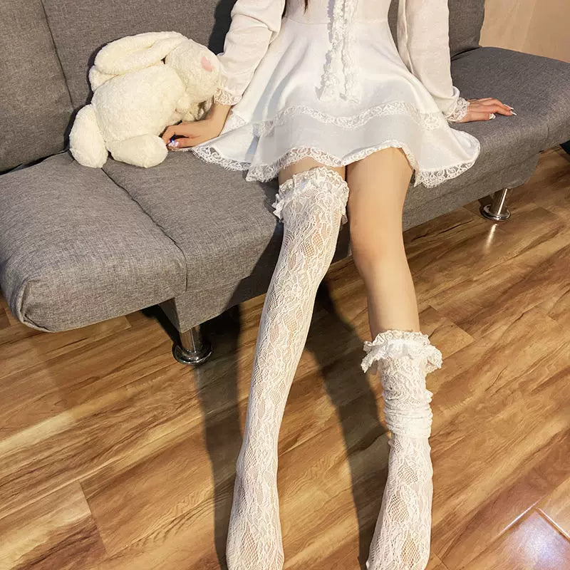 Fantasy Doll - Lace Garland - Over-the-Knee Lace Socks with Ruffled Edge