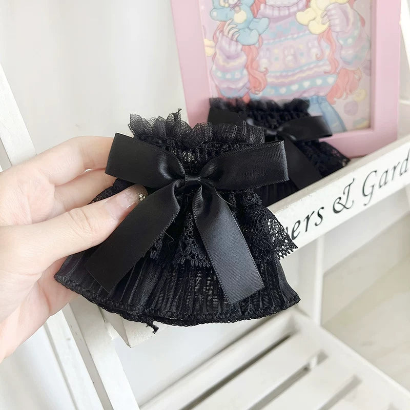 Floral Milk Cat - Bow Lace - Two-piece sleeve cuff set with lace bows