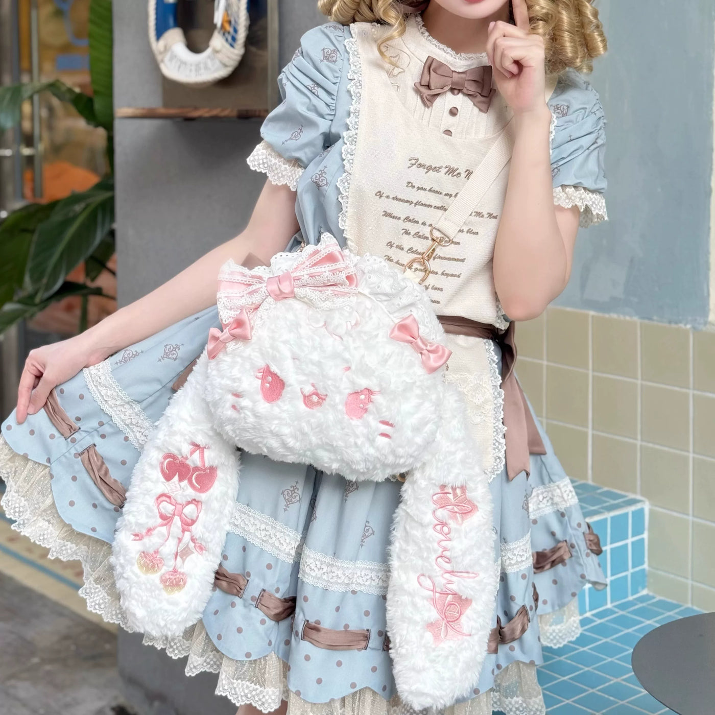 Molly Puppy - Rabbit Ears - Plush Rabbit Backpack with Lace Bows