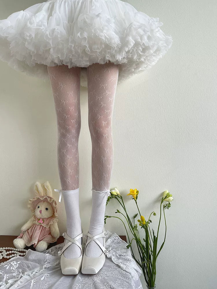 Sock Noble - Bow Faux-High - Sheer Tights with Small Bow Motifs