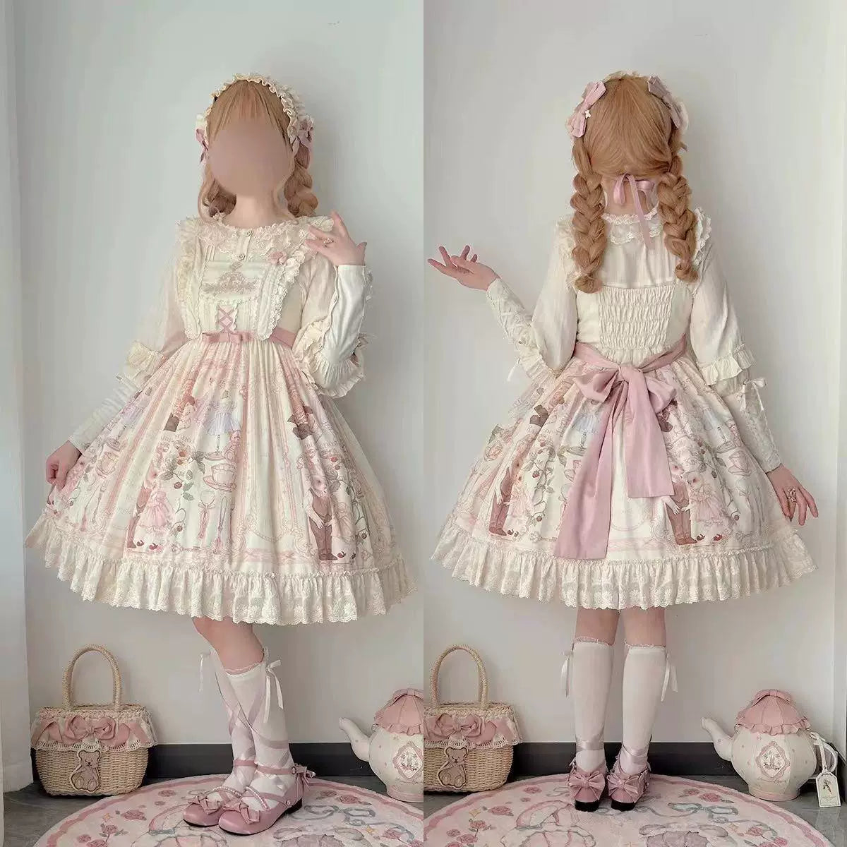 Sweetheart Dream Machine - Lace Yoke - White Blouse with leg-of-mutton sleeves and lace trim