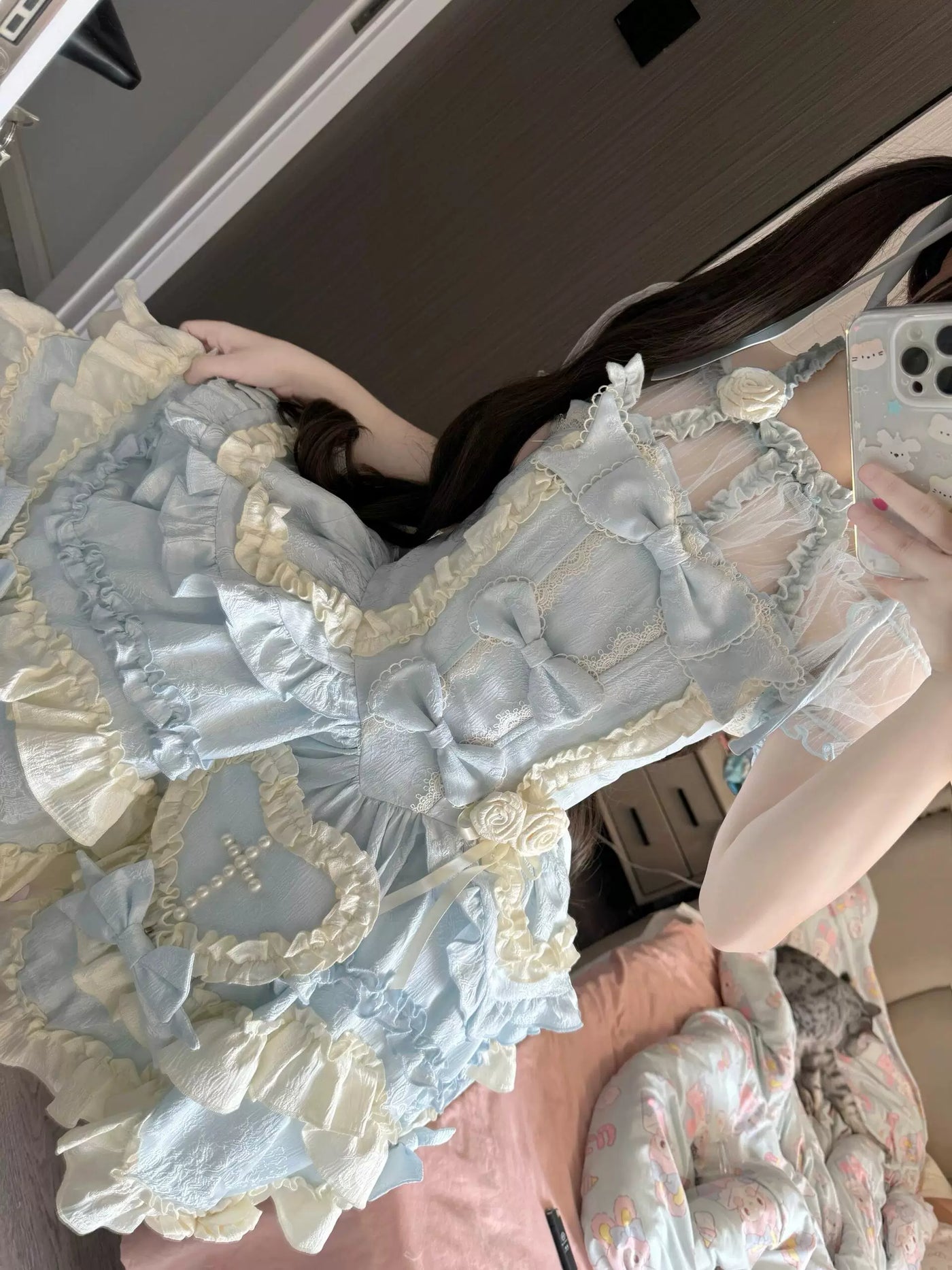 Creamy - Blue Gothic Princess - Halter-neck JSK with a train