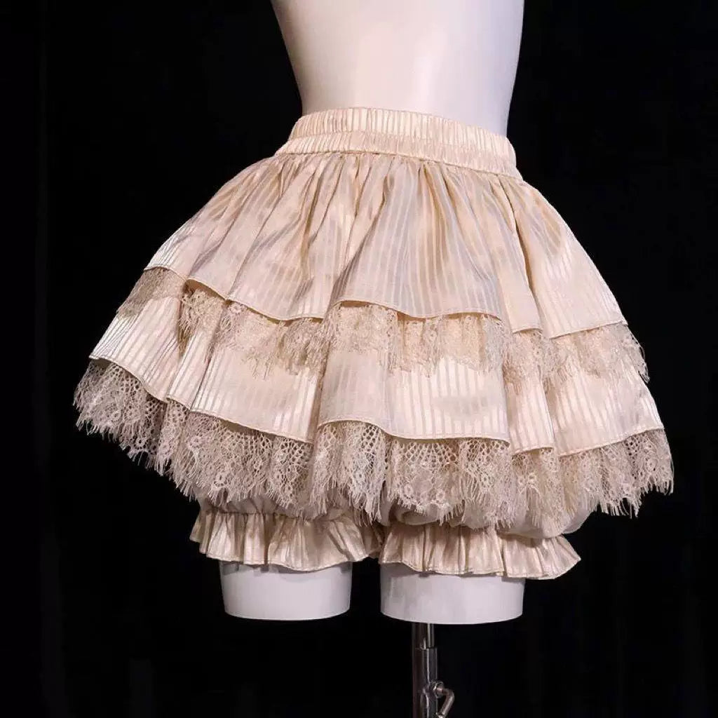 Sweetheart Dream Machine - Three-Color Puff Layers - Petticoat shorts with striped satin tiers
