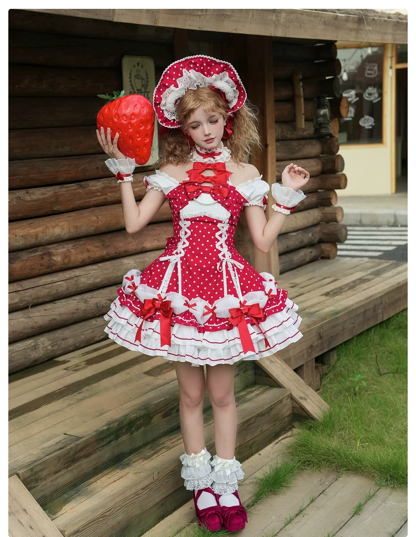 Alice Girl - Old School Lolita Halter Neck OP - Dress, Polka Dot Accent OP Dress