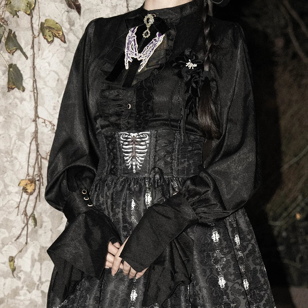 Miss Point - Moonnight Return - Stand Collar Ouji Lolita Shirt, Irregular Cuffs