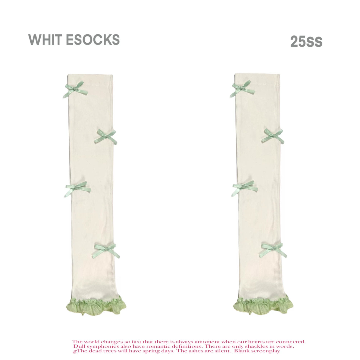 White Socks - Ribbon Bow Slouches - Bow-Trimmed Slouch Leg Warmers with Ruffled Hem
