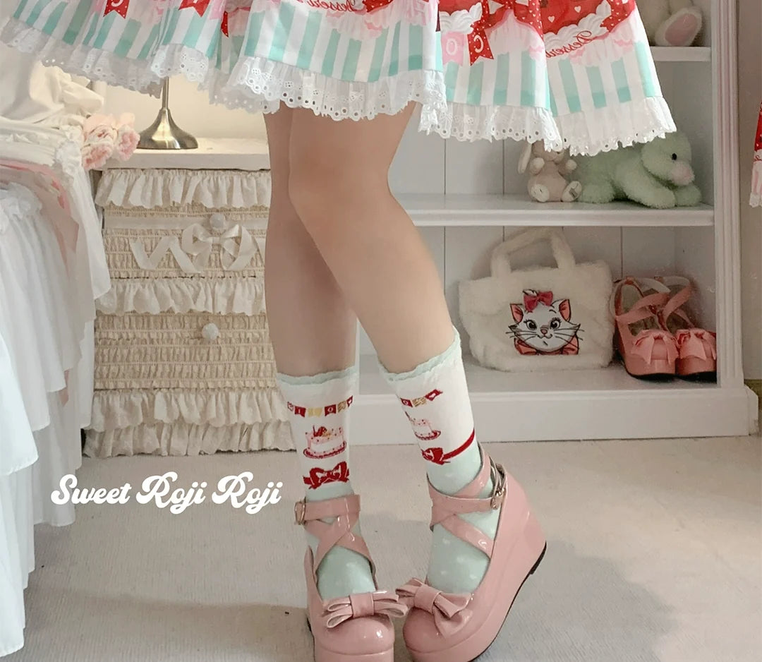 Roji Roji - Sweet Lolita Socks Cake Pattern - Winter Socks Socks