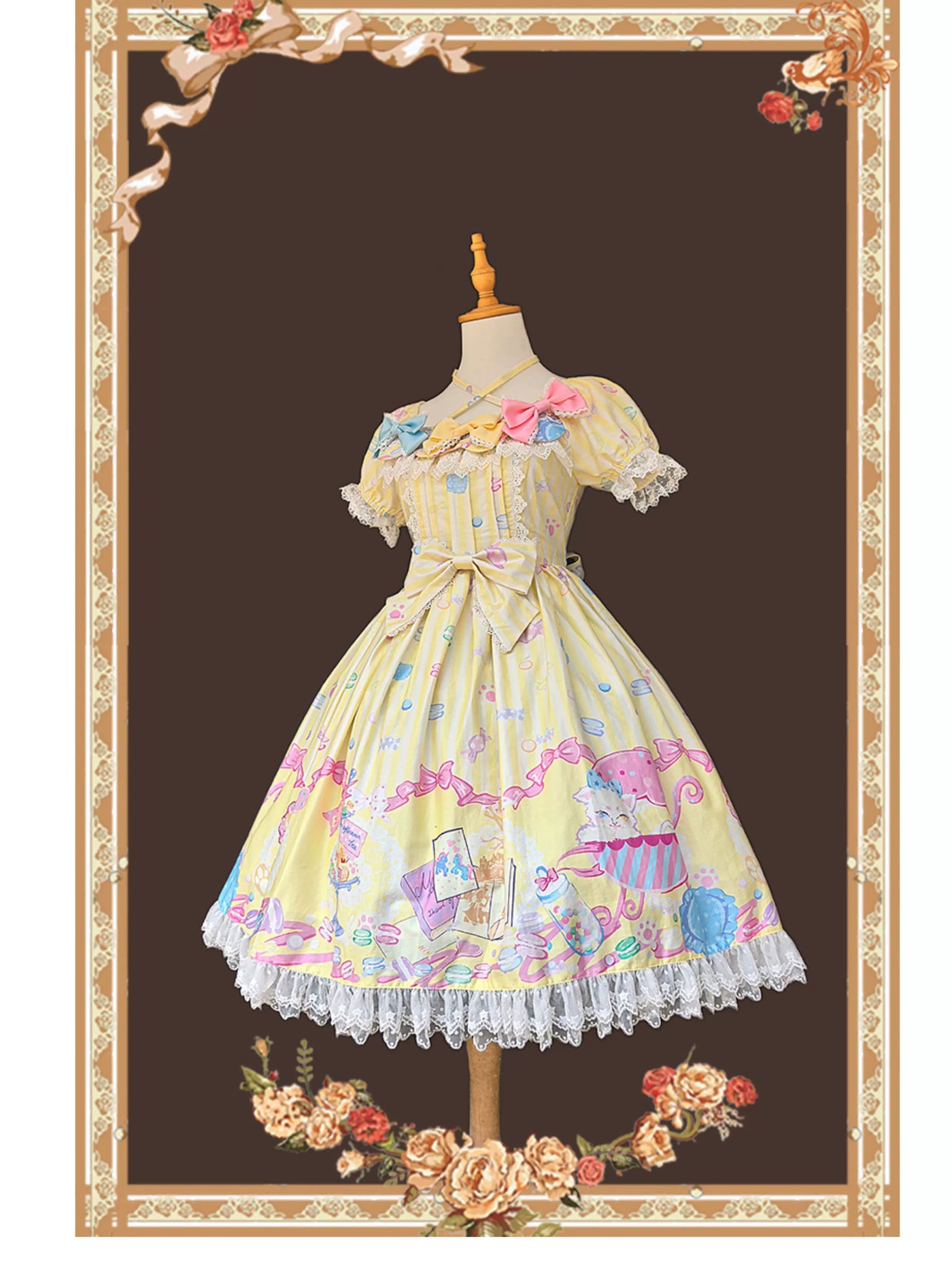 Infanta - Macaron Dolly House - Sweet Lolita OP Printed Dress, Side Zipper