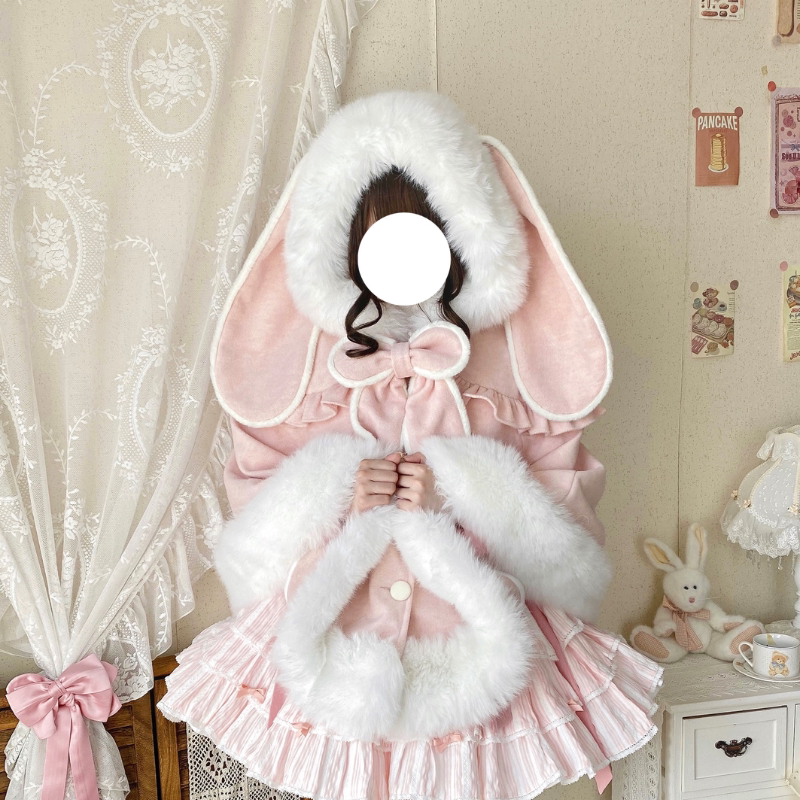 Thousand Wood - Long-Eared Rabbit - Woolen Cape with Bunny-Ear Hood