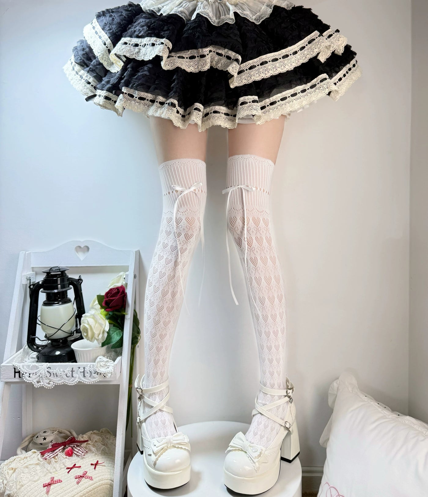 Fantasy Doll - Heart Ribbon - Over-the-Knee Socks with Bow Details