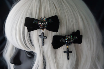 Strange Sugar - Gothic Headdress - Hallowen Skull Bat Hairclip Headwear